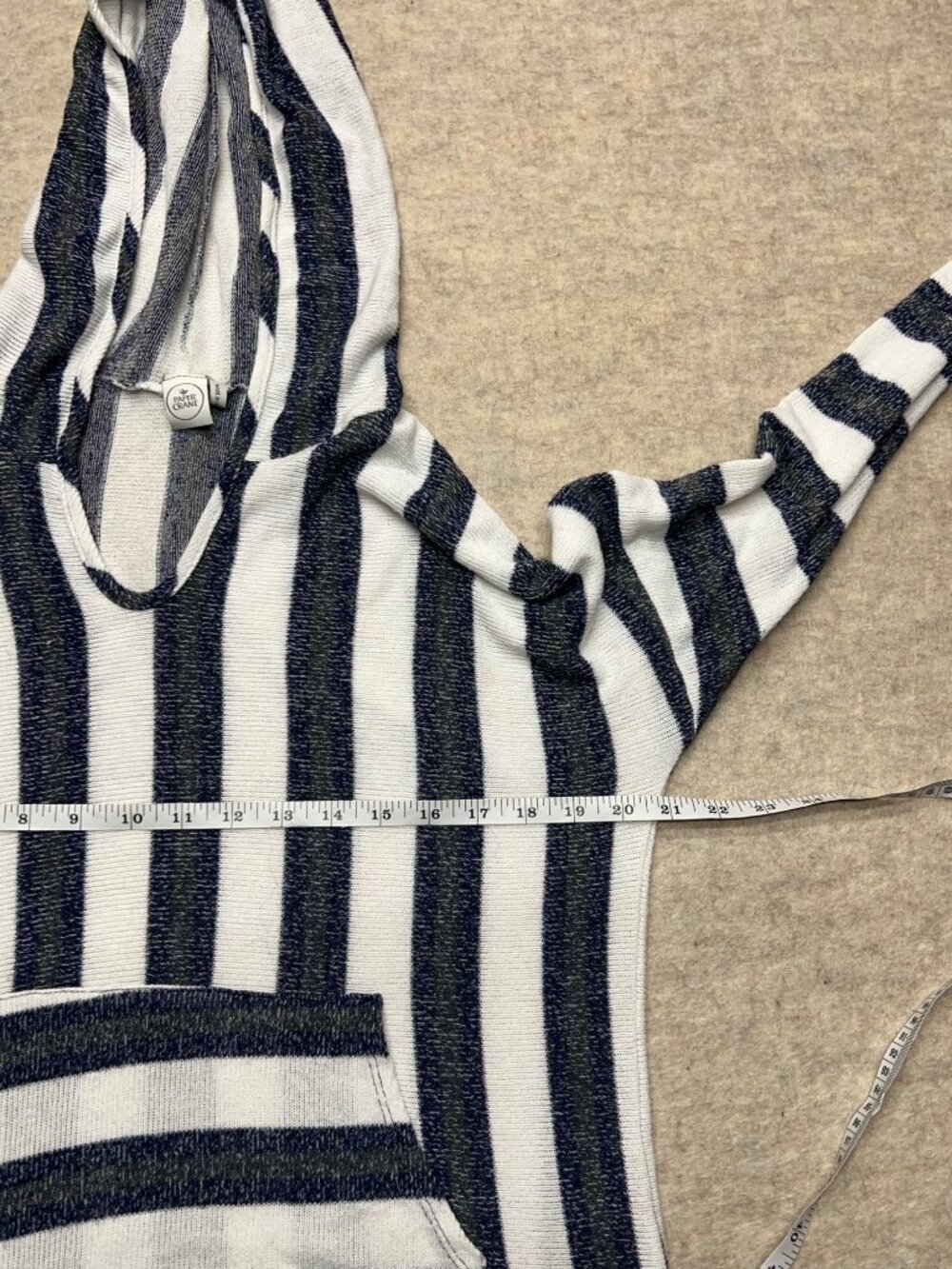 Paper Crane Striped Lightweight Hoodie Knit Small Coastal Beach Casual - Picture 8 of 9